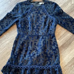 ASOS laser cut valvet mini dress with pephem